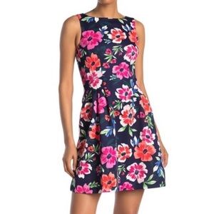 Vince Camuto Floral Sleeveless Scuba Fit & Flare Dress